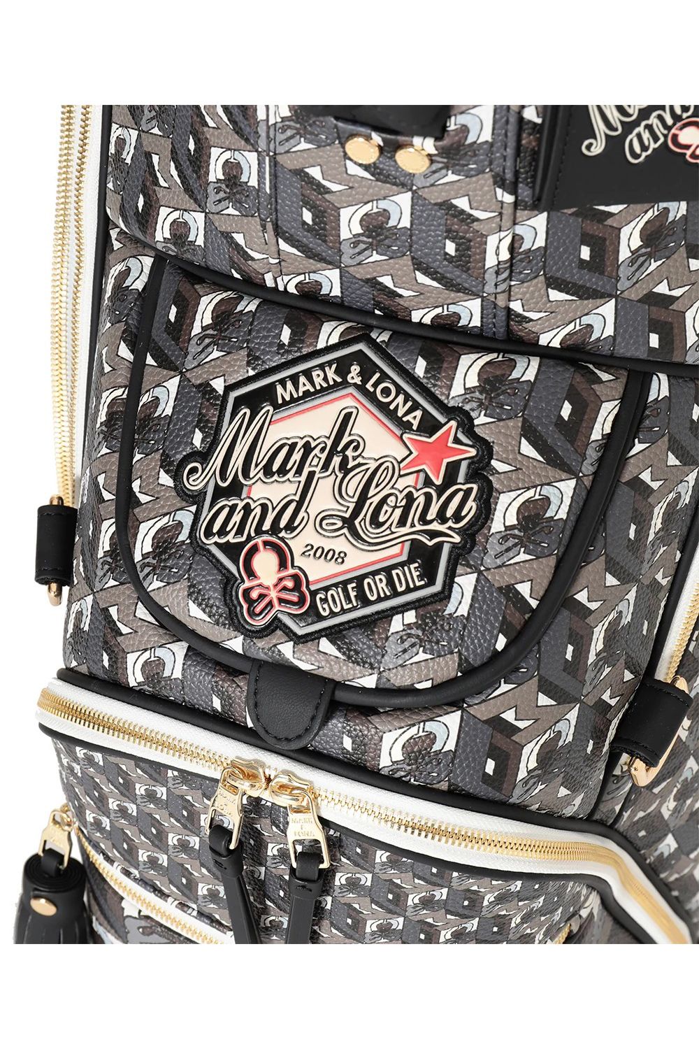 【26AW】 PRISME TOUR CADDIE BAG / 3Dキューブパターン シンセティックレザー カートタイプ キャディバッグ (ブラック)