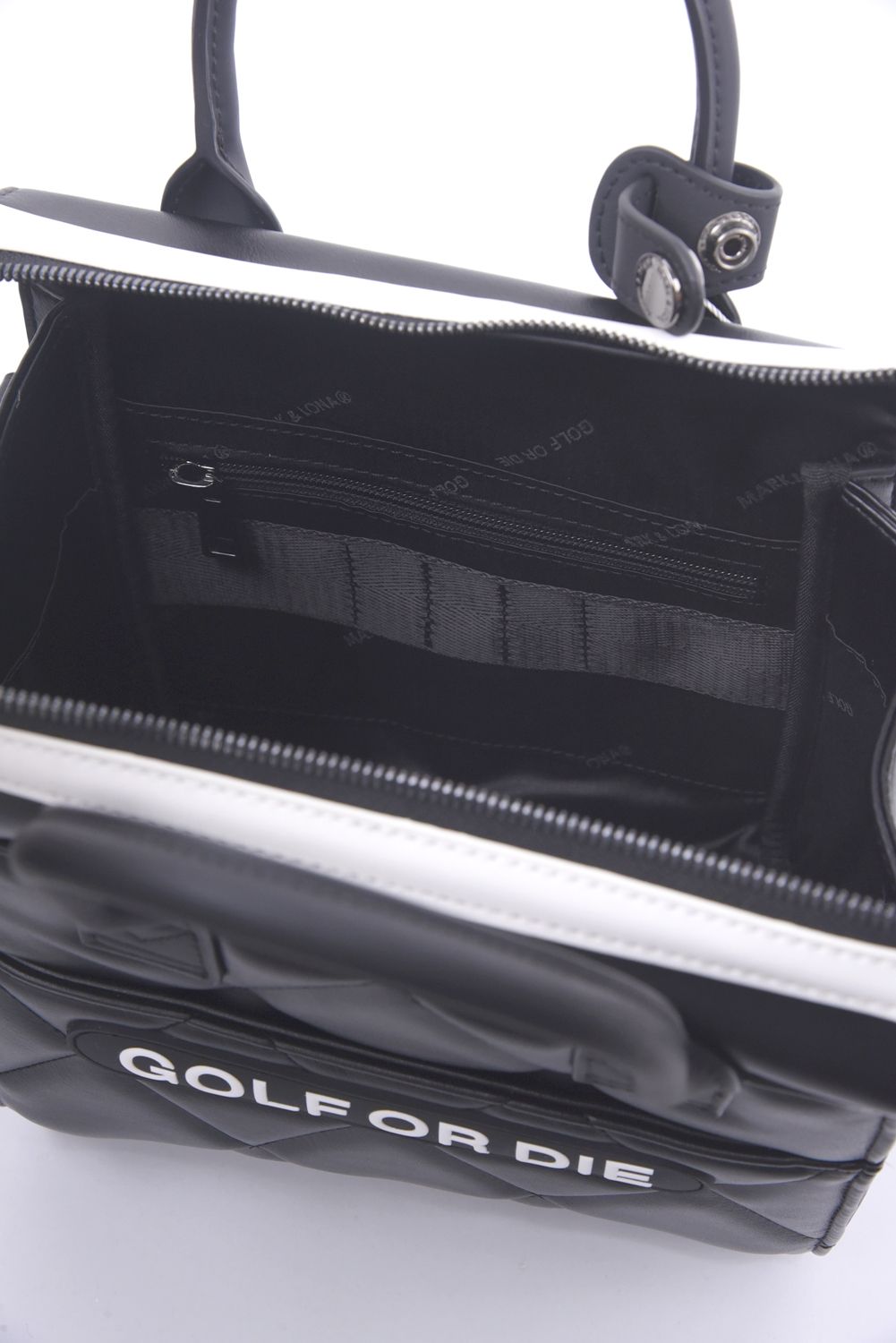 ETERNAL QUILTED BOX BAG / シンセティックレザー サークルスカル キルティング カートバッグ (ブラック)