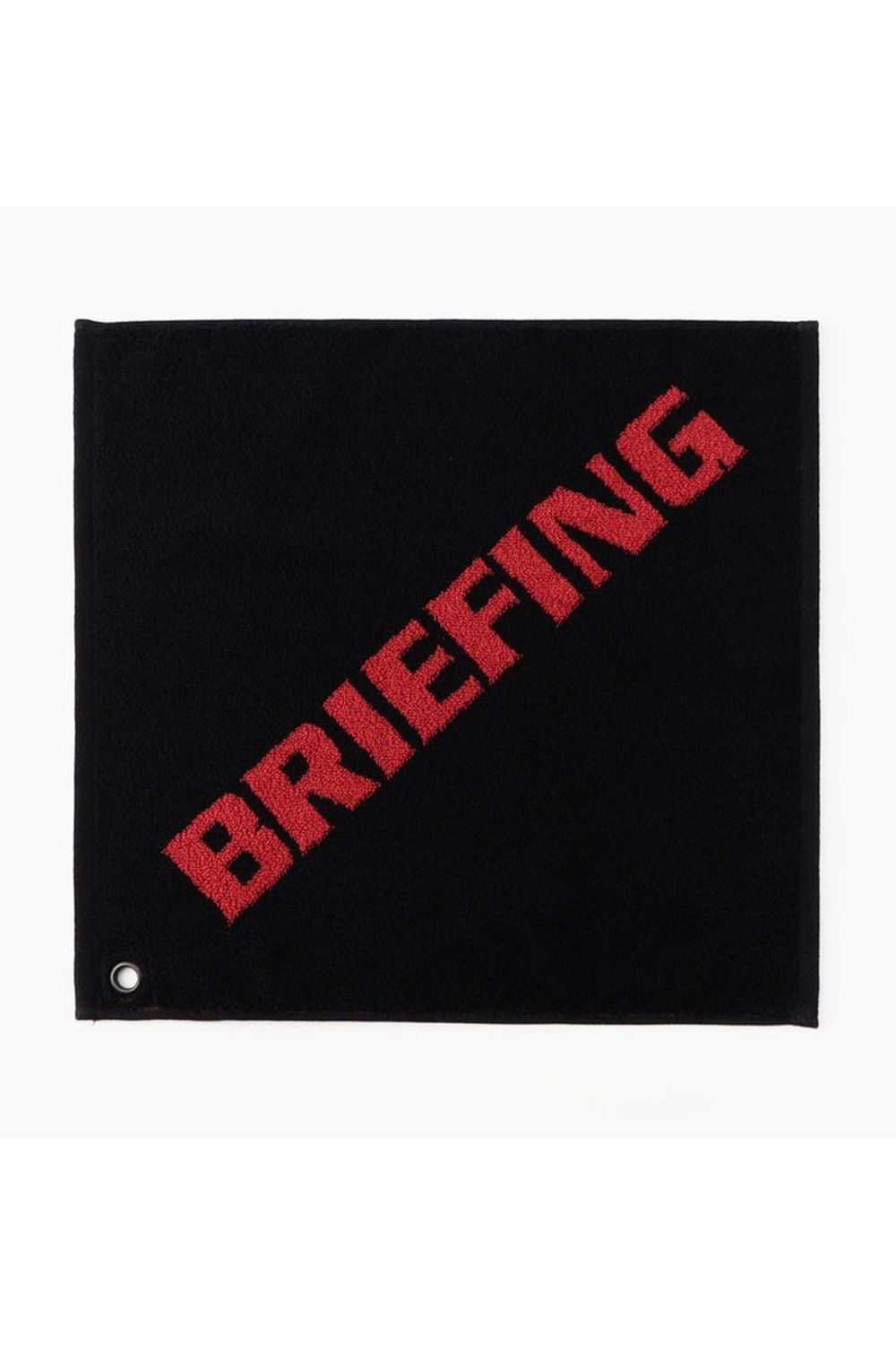 【プレゼント好適品】 LOGO WASH TOWEL BY HIPPOPOTAMUS / ブランドロゴ ループ付き スクエア型フェイスタオル (ブラック)