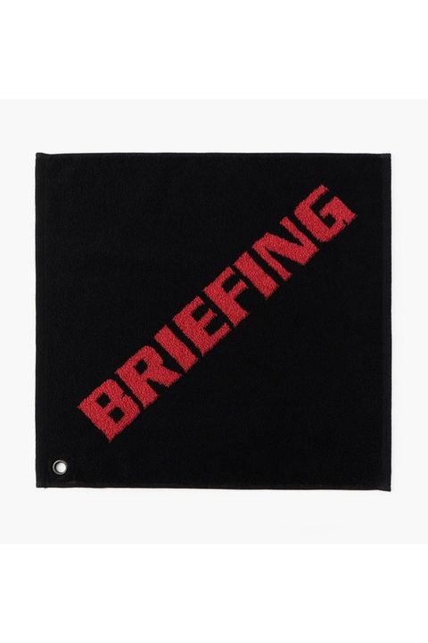 【プレゼント好適品】 LOGO WASH TOWEL BY HIPPOPOTAMUS / ブランドロゴ ループ付き スクエア型フェイスタオル (ブラック)