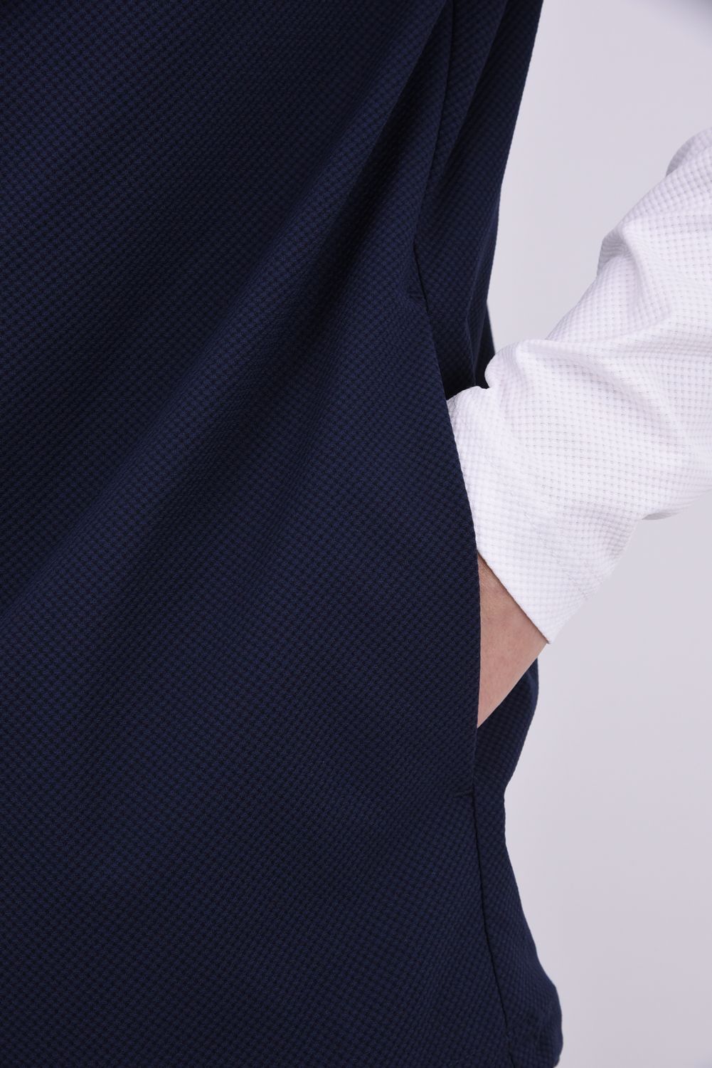 【26AW】 MENS DETACHABLE HALF ZIP SHIRT / ワッフル生地 スリーブデタッチャブル 2WAYハーフジップシャツ (ネイビー)*