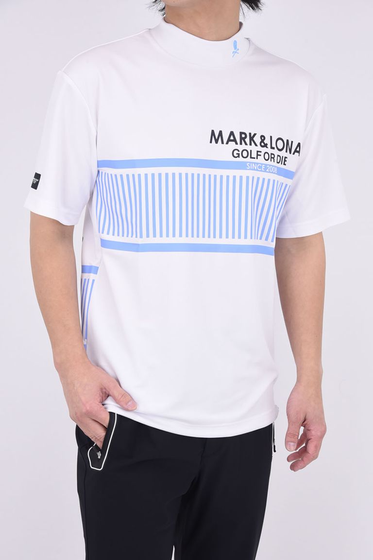 MARK&LONA - LOUVER MOCK NECK TEE / ボーダーライン ビッグサイズ 