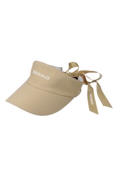 【レディース】 SUN VISOR RIBBON / ブランドロゴ 刺繍 リボン サンバイザー (ベージュ)