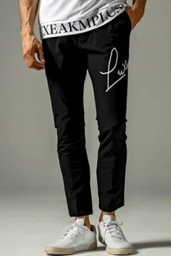 SUPER STRETCH HANDWRITING LOGO PANTS /  カーシヴ ロゴ スーパーストレッチ ロングパンツ ブラック