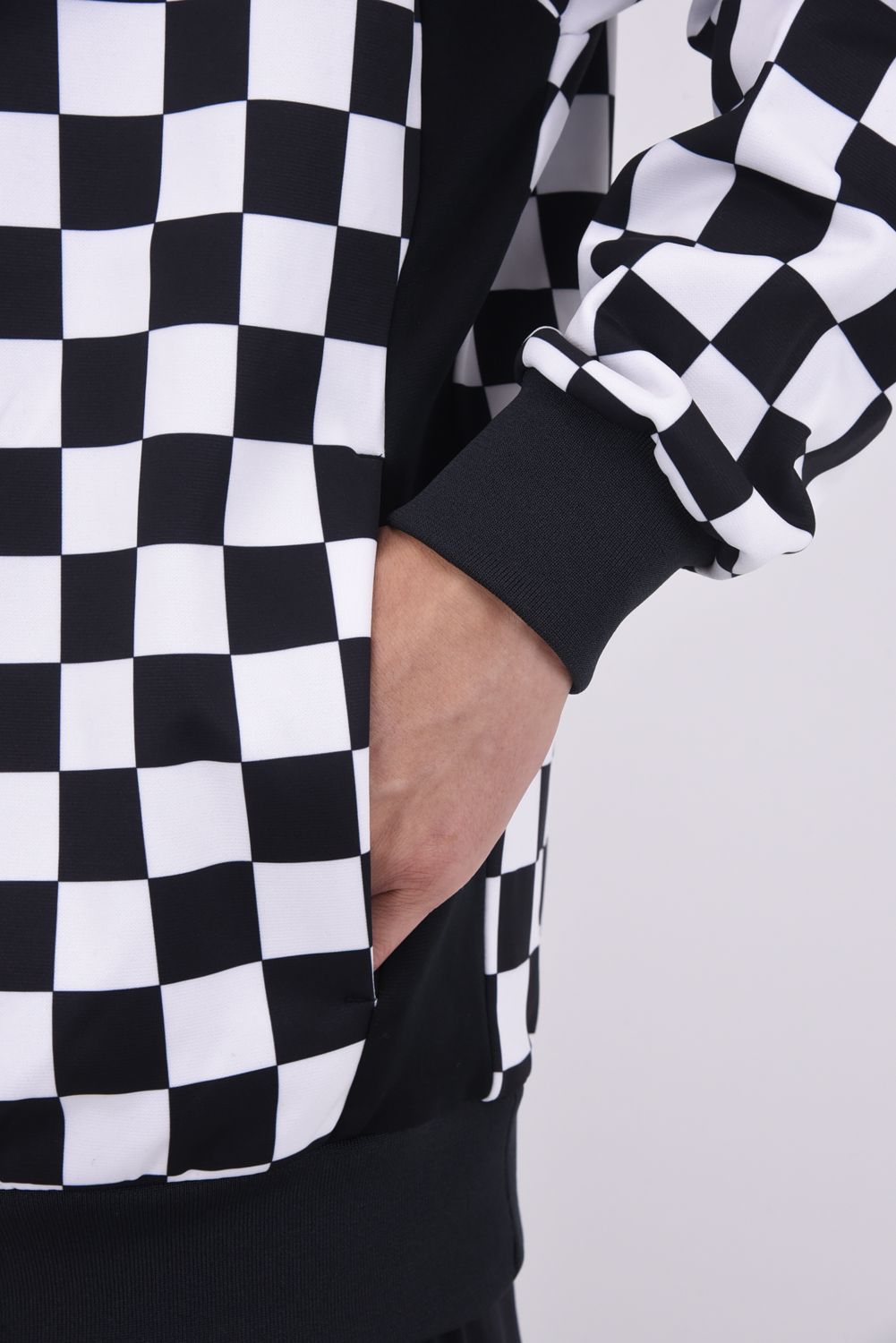 【25AW】 Quist TEXBRID Fleece Hoodie / フリース素材 チェッカーフラッグ プルオーバーパーカー (ブラック)
