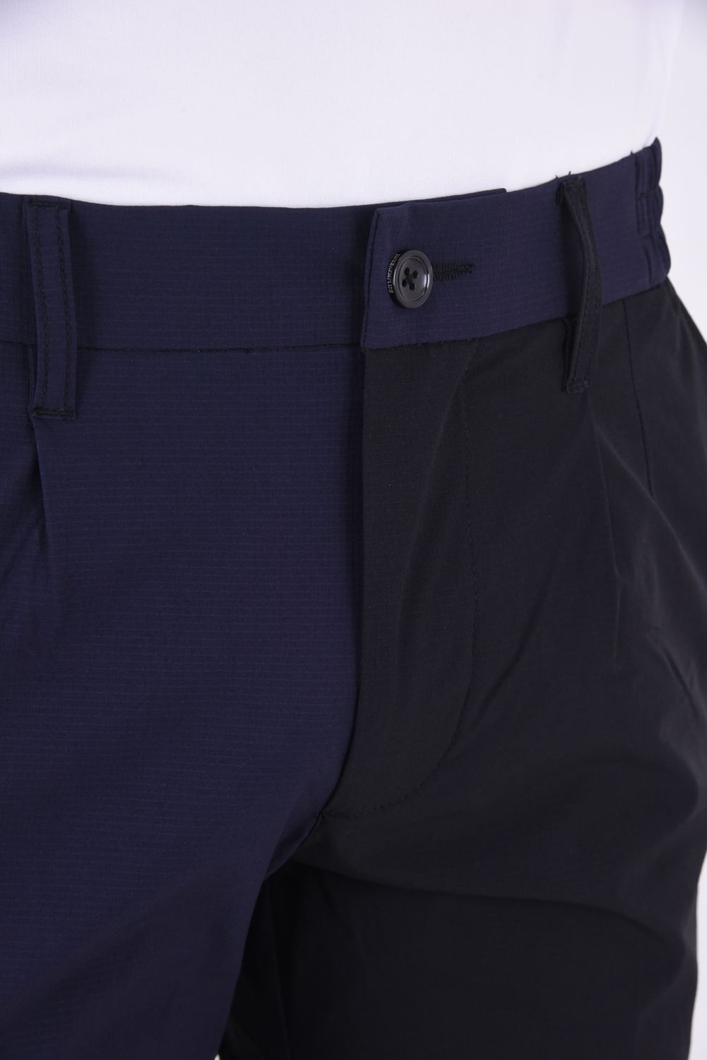 【春夏仕様】BICOLOR LONG PANTS / バイカラー ナイロンストレッチ スリムフィット ロングパンツ (ブラック)