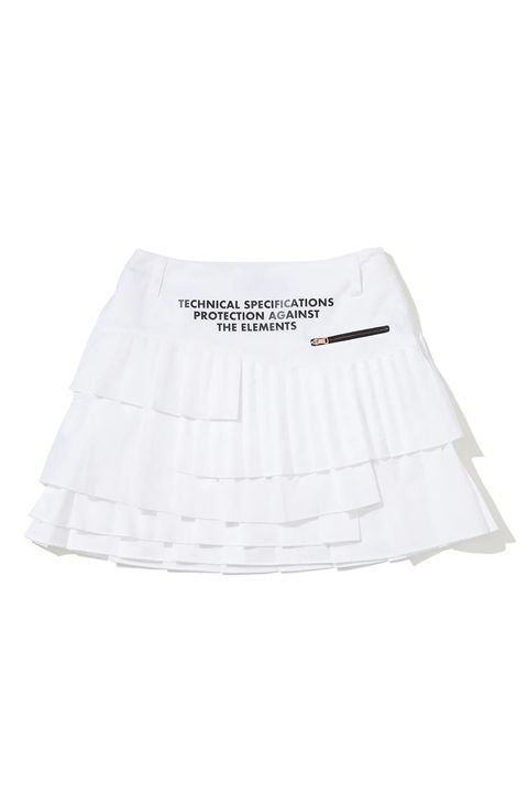 【26SS】【CODE COLLECTION】【レディース】 APSK /  アシンメトリー ランダムプリーツスカート (インナーパンツ付き) (ホワイト)