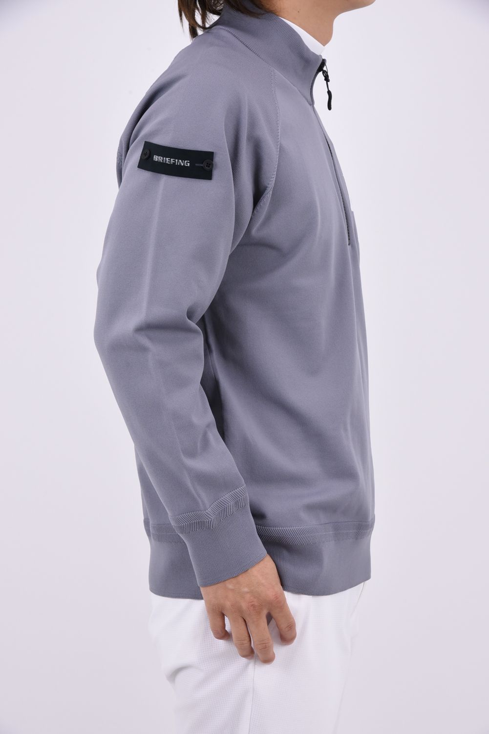 【26AW】 MEN’S PLANE KNIT HALFZIP / BGロゴ ハーフジップニット (グレー)