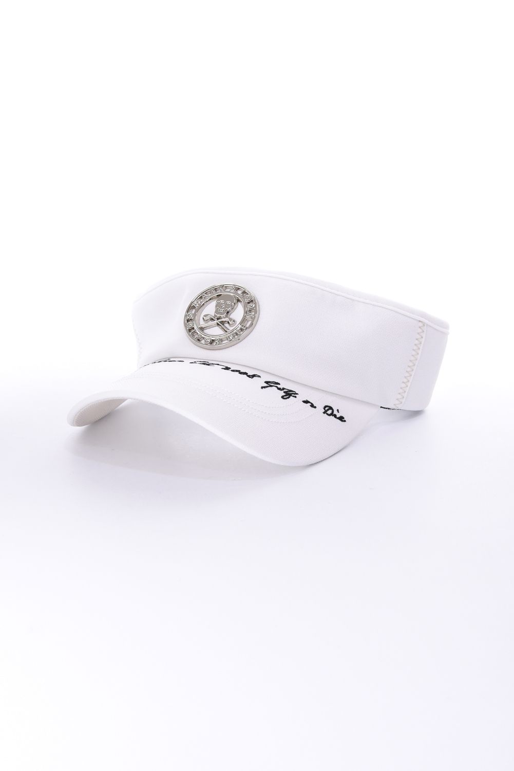 【26AW】 CHROME SKULL VISOR / サークルスカルバッジ リネンライク サンバイザー (ホワイト)