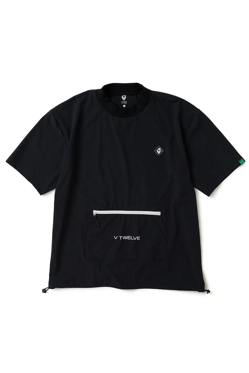 【26SS】 OZ MOCK / ストレッチナイロン カンガルーポケット モックネックTシャツ (ブラック)