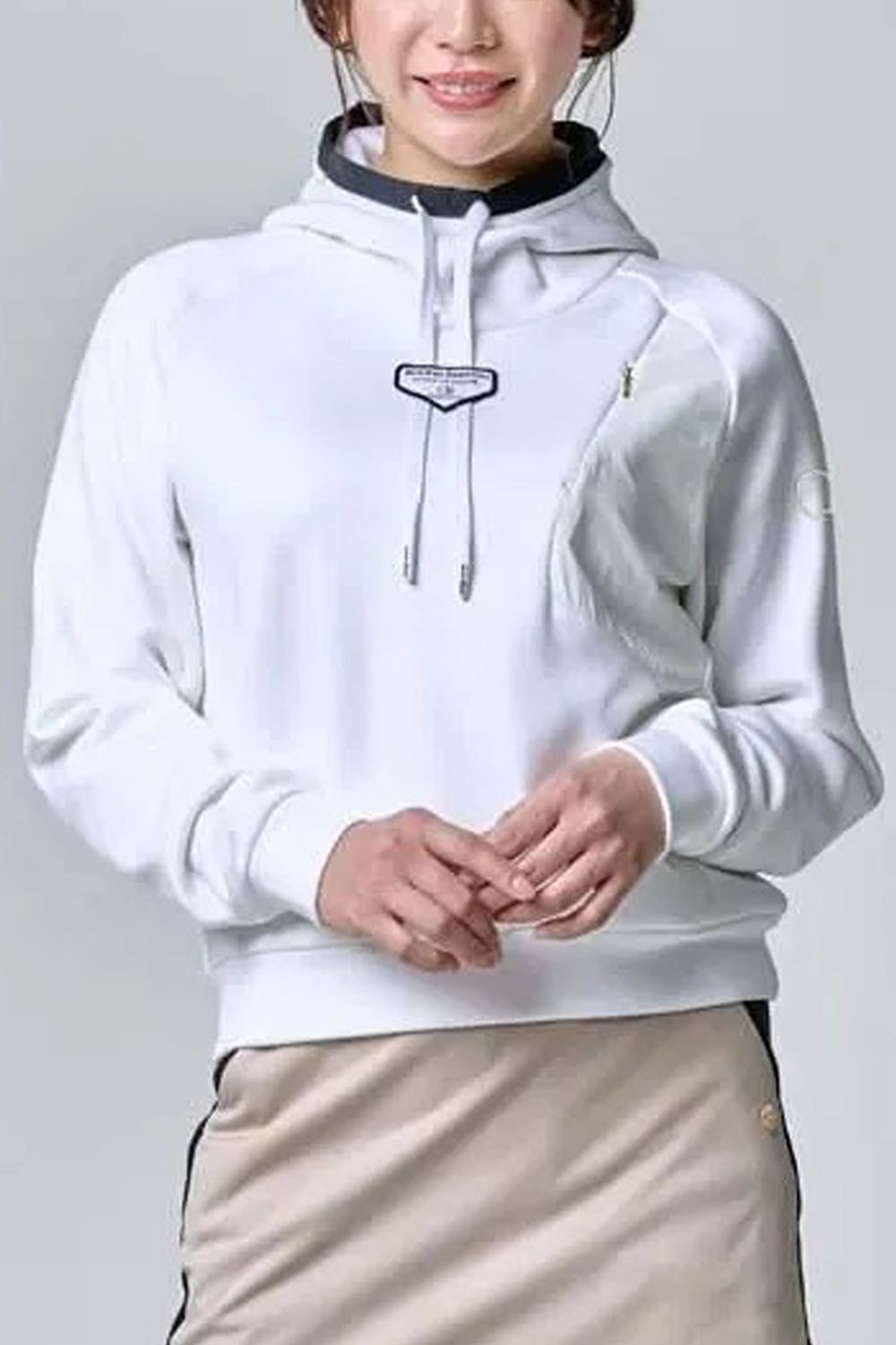 【26AW】【レディース】 KARUISHI HOODIE MOCK SHIRTS / 高機能フリース モックネック スウェットパーカー (ホワイト)*