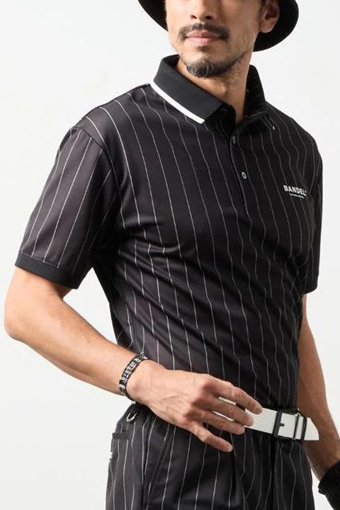 【26SS】 PINSTRIPE POLO SHIRT / ピンストライプ ポロシャツ (ブラック)