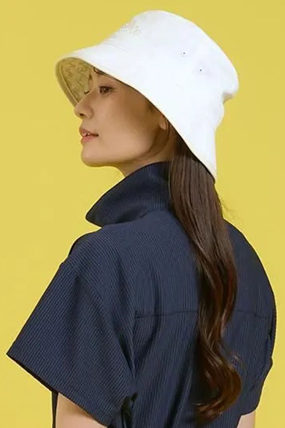 【26SS】 SYNTHETIC LEATHER BRIM BUCKET HAT / シンセティックレザーブリム バケットハット (ホワイト)