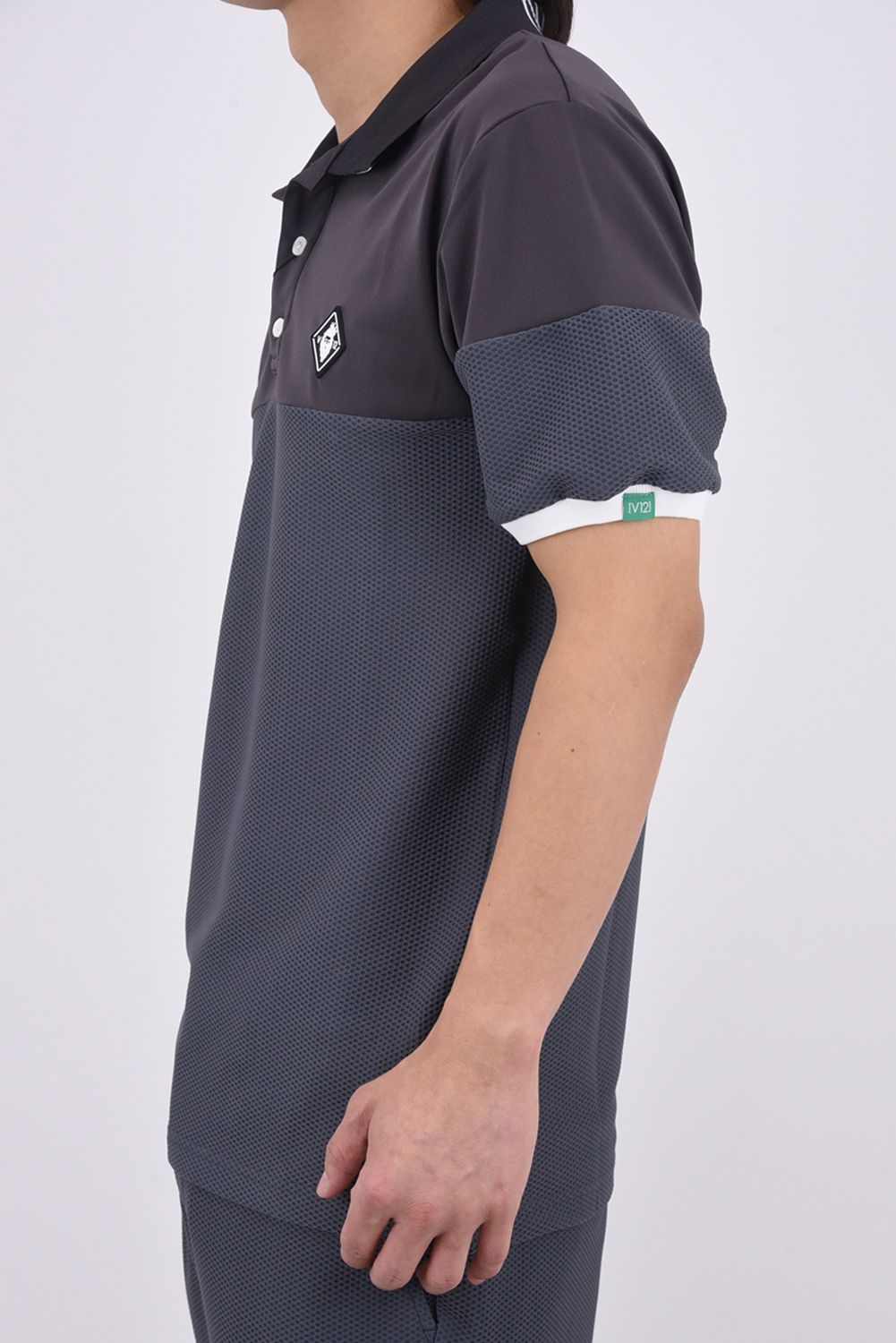 【ポイント10倍】【26SS】 AIRY AWA POLO / ワッフル生地 異素材切り替え ポロシャツ (グレー)
