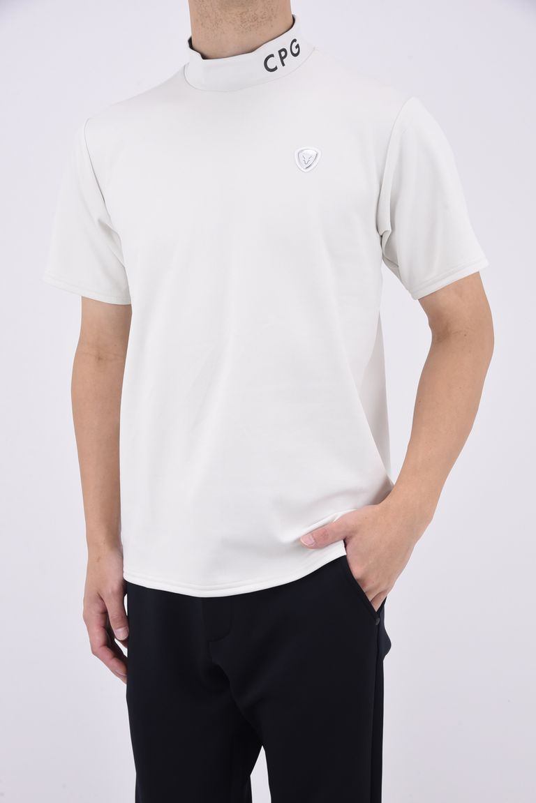 CPG GOLF - ラインロゴ メタリックワッペン モックネックショート 