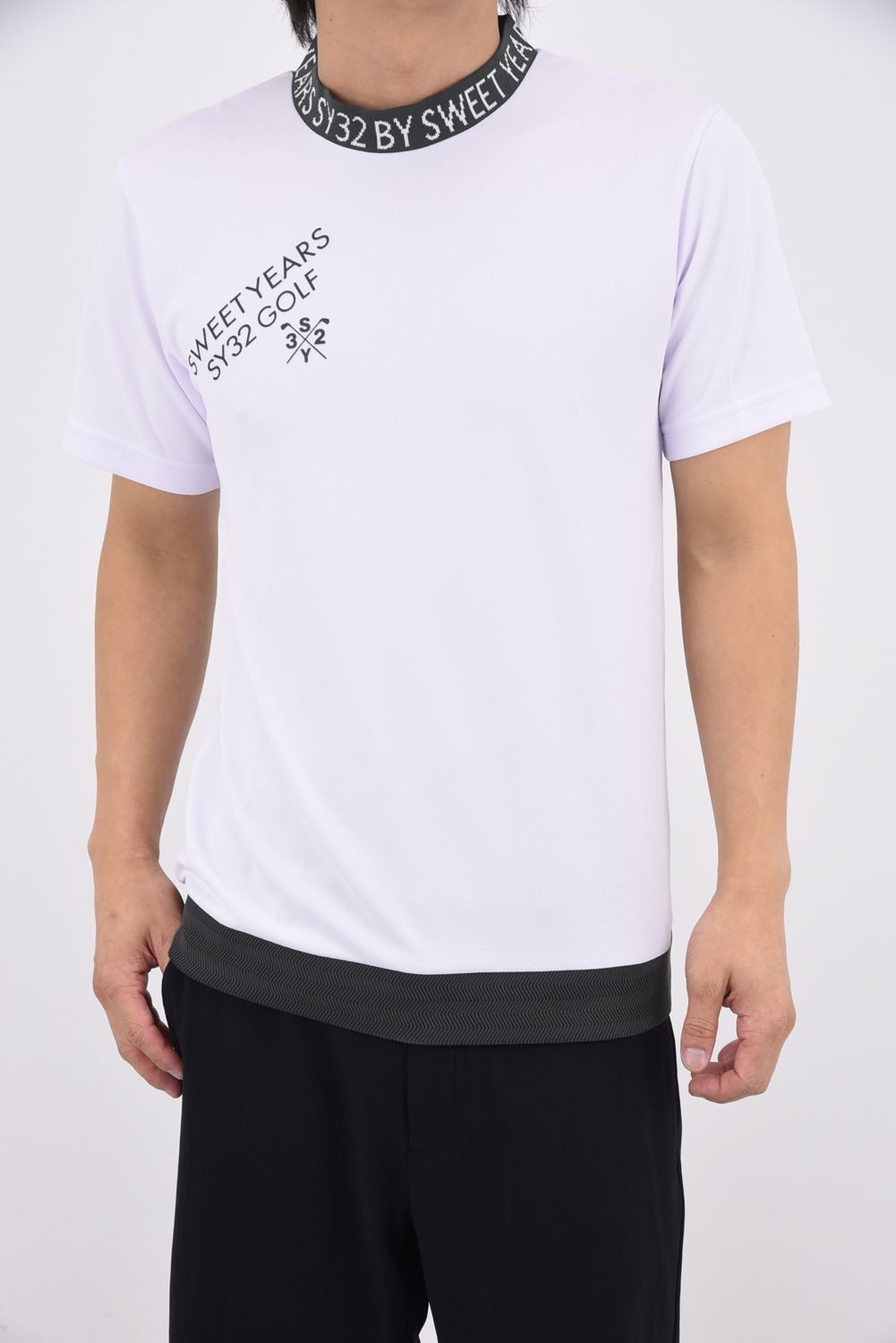 【26SS】 WAVE JQ KNIT MOCK / バックプリント モックネックTシャツ (ホワイト)