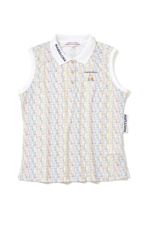 【26SS】【レディース】 RITMO MONOGRAM SLEEVELESS POLO / グラフィックロゴ総柄 ジャパンメイド ノースリーブポロシャツ (マルチ)