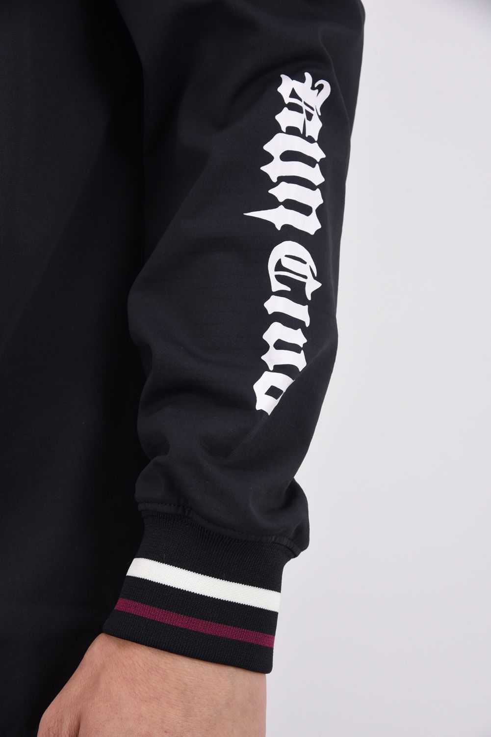 【25AW】 16Runclub Stripe Rib Mock / ロゴプリント ストライプリブ ロングスリーブ モックネック (ブラック)