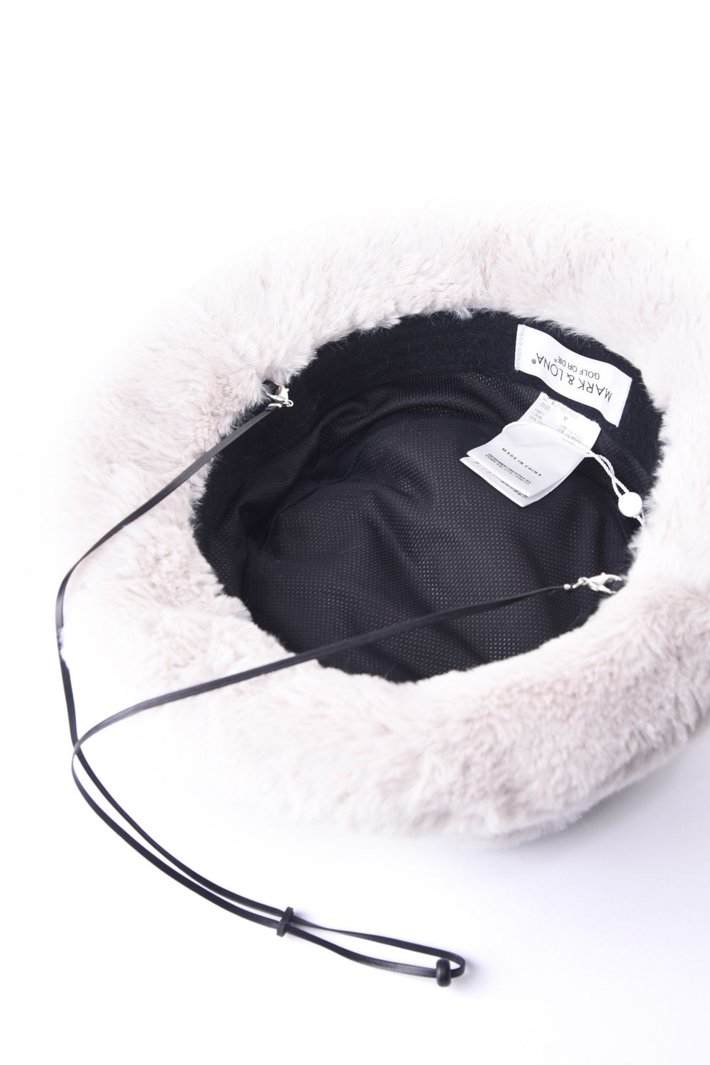 SPECTRA FAUX FUR BUCKET HAT / エコファー ラインストーン スカルワッペン バケットハット (ホワイト)