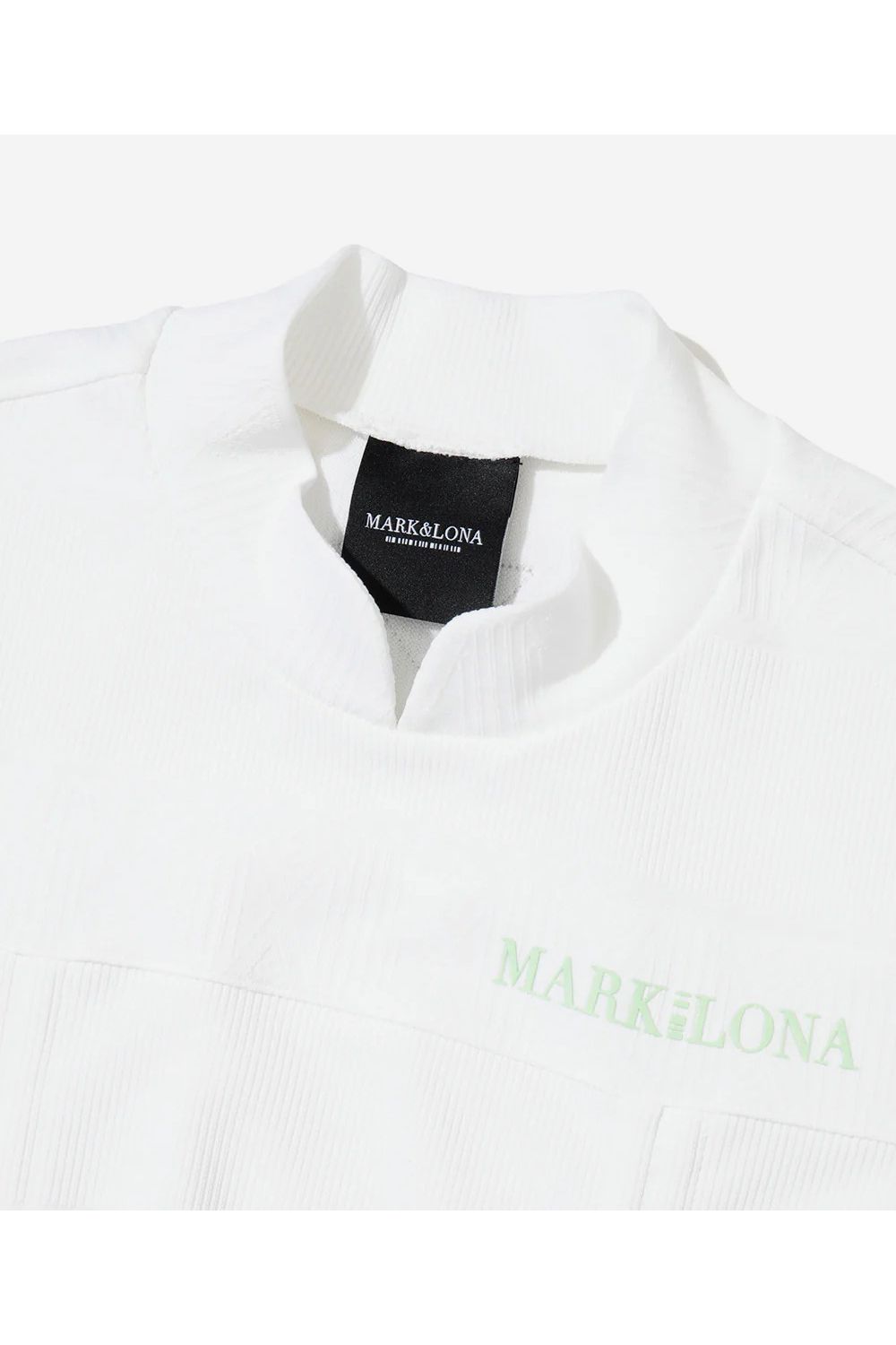 【26SS】【CODE COLLECTION】【レディース】 SRMT / リブボーダー ギャザーモックネックTシャツ (ホワイト)