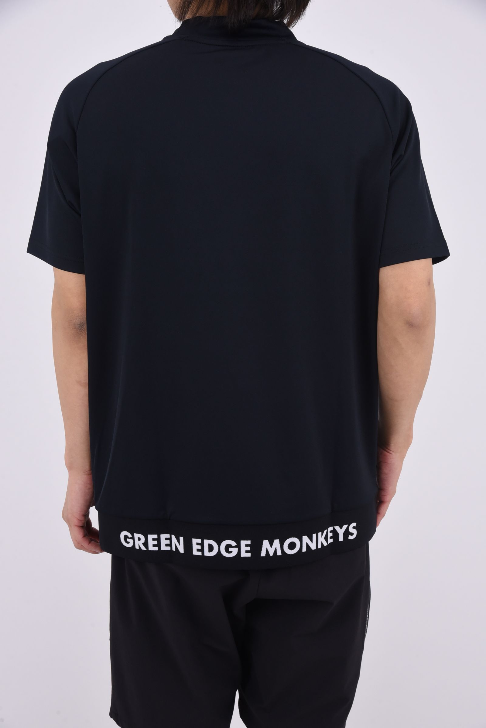 【26SS】 RIBBED HEM MOCK NECK / モンキーデザインプリント ヘムリブ モックネックTシャツ (ブラック)