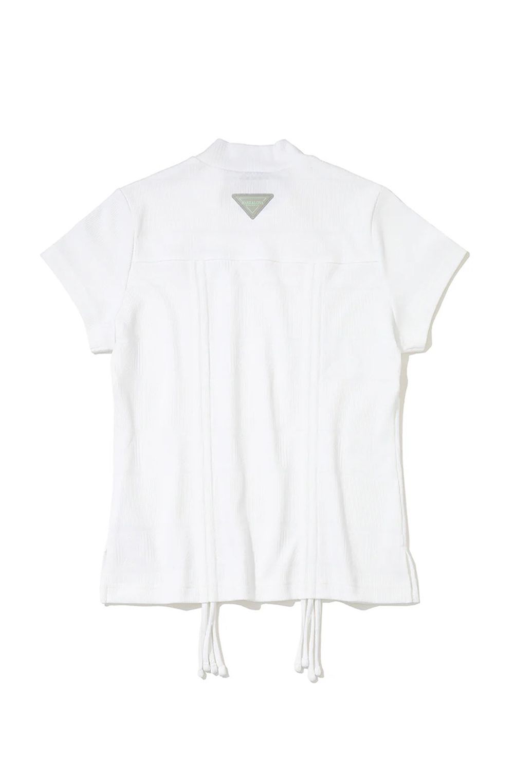 【26SS】【CODE COLLECTION】【レディース】 SRMT / リブボーダー ギャザーモックネックTシャツ (ホワイト)