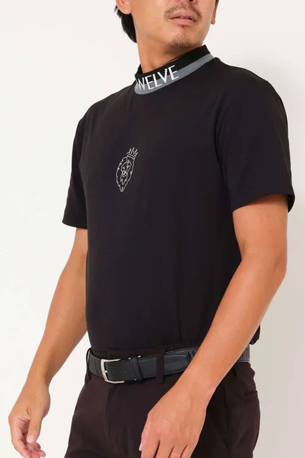 【26SS】【レディース】 ONE HAND MOCK / バイカラージャカード モックネックTシャツ (ブラック)