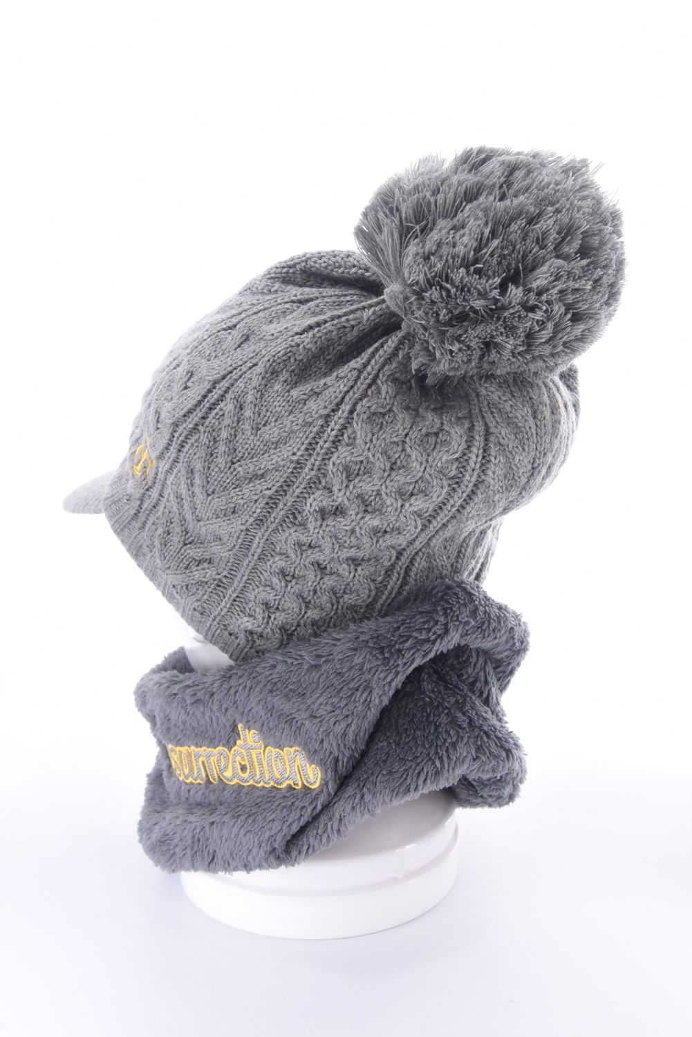 VISOR KNIT CAP / バイザー ニットキャップ（ネックウォーマー付き） (グレー)
