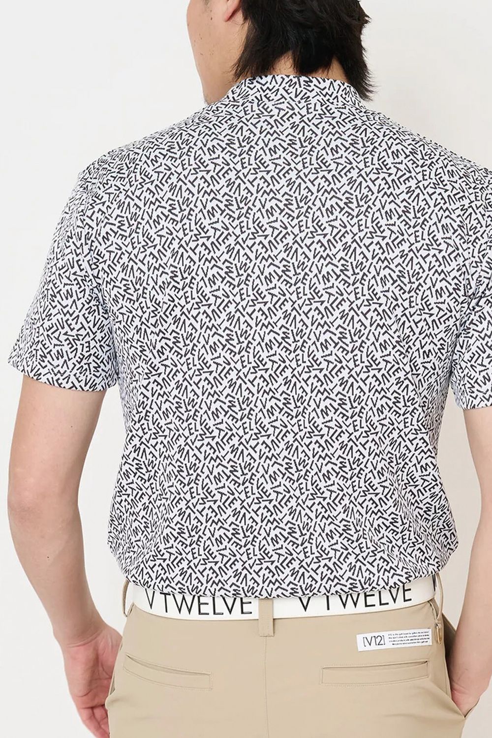 【26SS】 KH MOCK / ブランドロゴ総柄 モックネック Tシャツ (ホワイト)