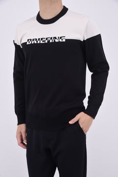 MENS WR BI-CLR CREWNECK KNIT  / バイカラー ロゴ クルーネック ニット (ブラック)