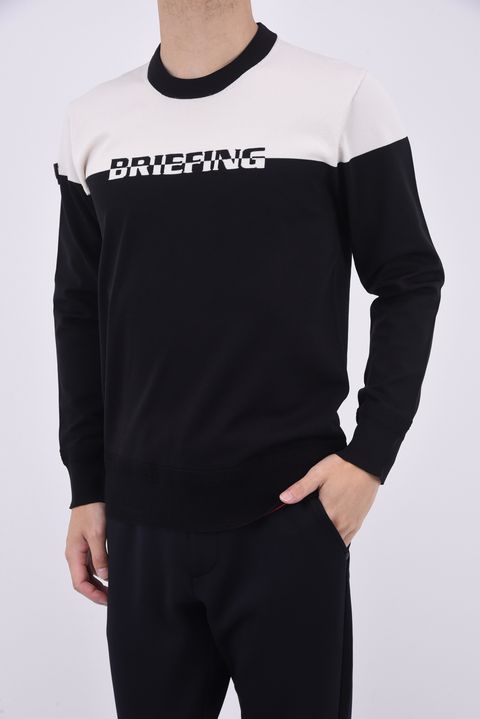 MENS WR BI-CLR CREWNECK KNIT  / バイカラー ロゴ クルーネック ニット (ブラック)