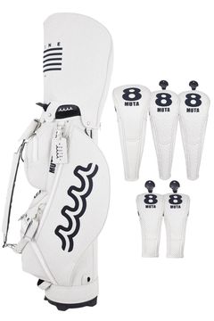 【26SS】 CADDY BAG & HEAD COVER / パンチングエシカルレザー カートタイプ キャディバッグ&ヘッドカバーセット (ホワイト)