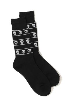 ETERNAL SKULL BORDER SOCKS / スカルジャカード ハイクルーソックス (ブラック)