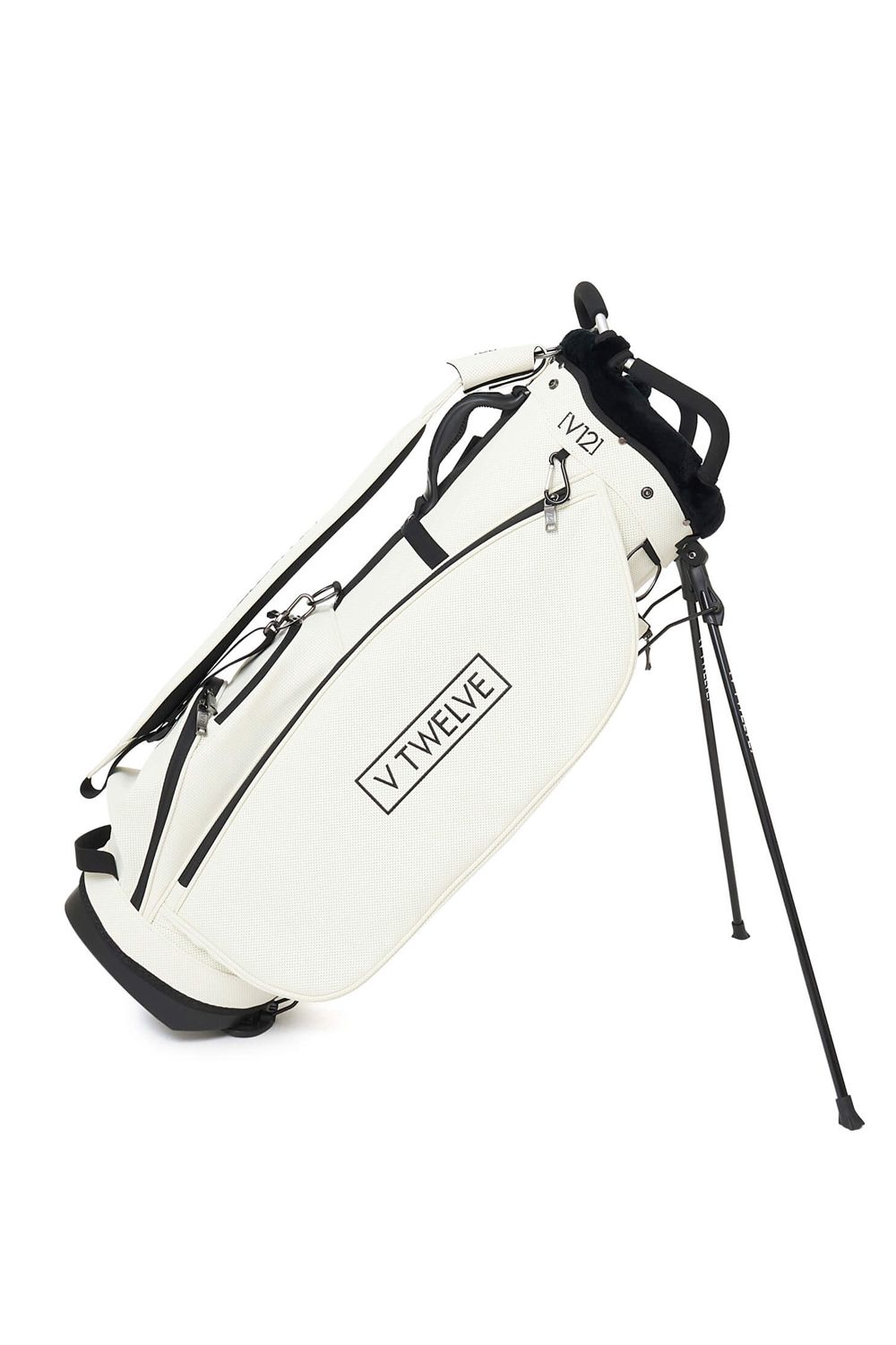 【26AW】 ESSENTIAL CADDY / パンチングレザー ブランドロゴ スタンドタイプ キャディバッグ (ホワイト）