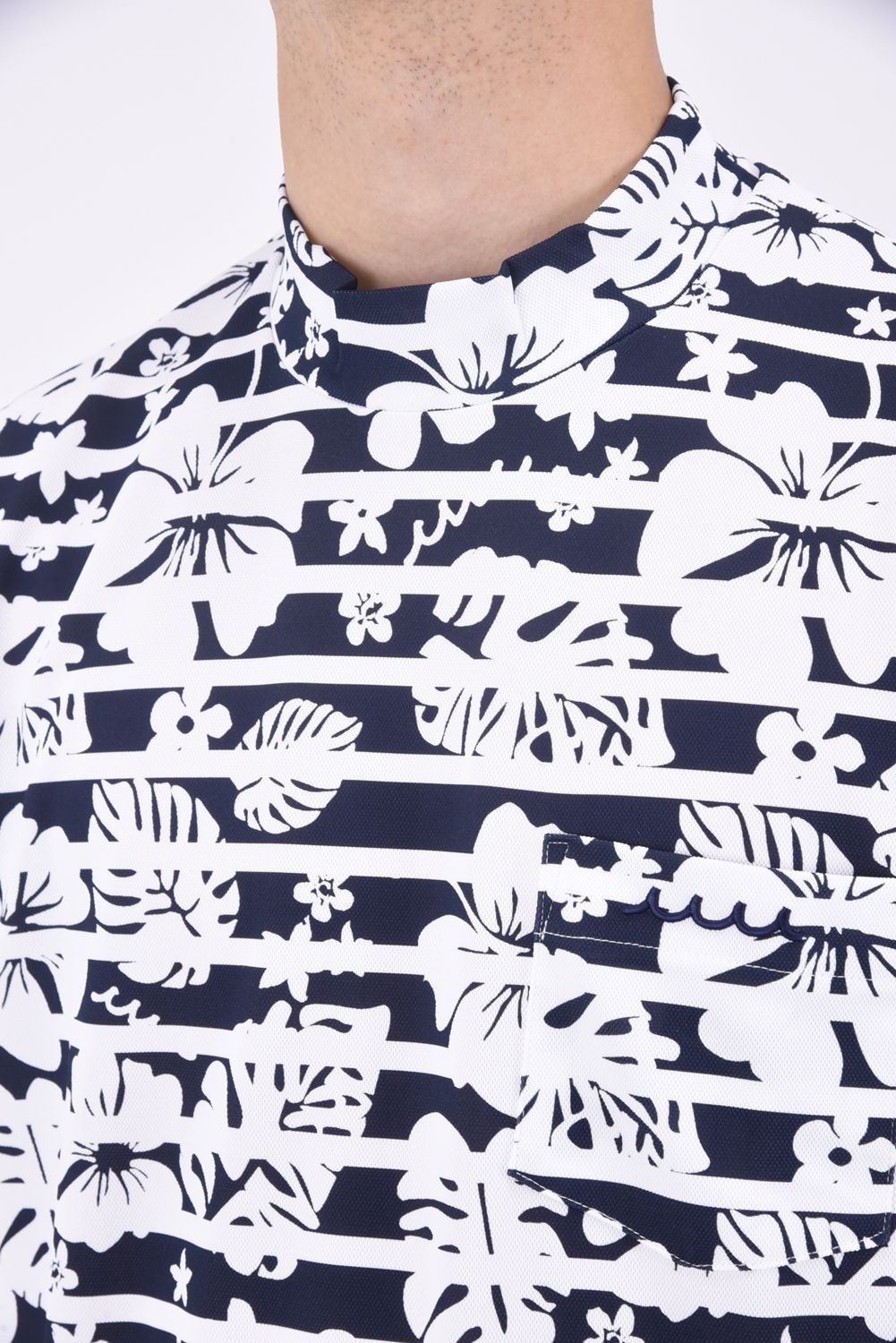 muta - HEM RIB BOTANICAL MOCKNECK SHIRT / ヘムリブ ボタニカル柄 ...