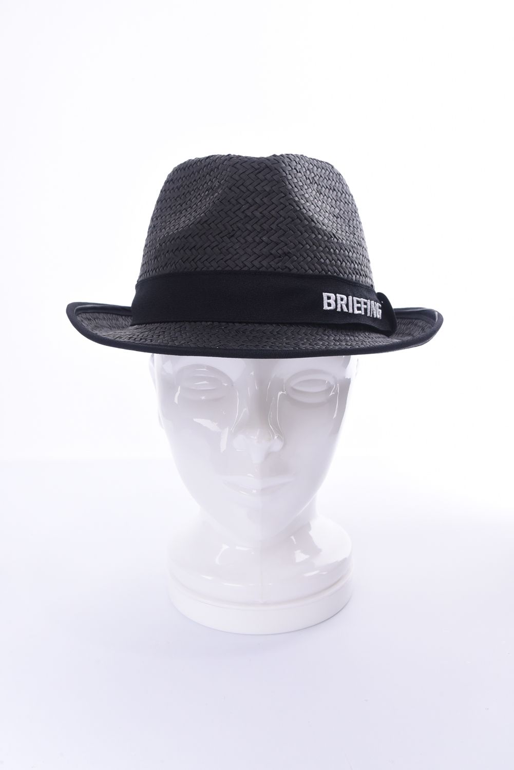 MS STRAW HAT / ペーパー素材 ブランドロゴ刺繍 ストローハット (ブラック)