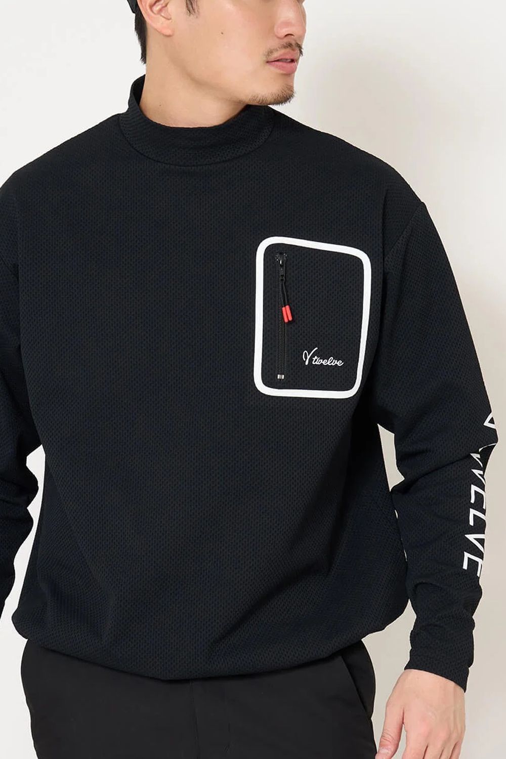 【26AW】 SEAL RF MOCK / 胸ポケット サイドロゴ 長袖モックネックTシャツ (ブラック)