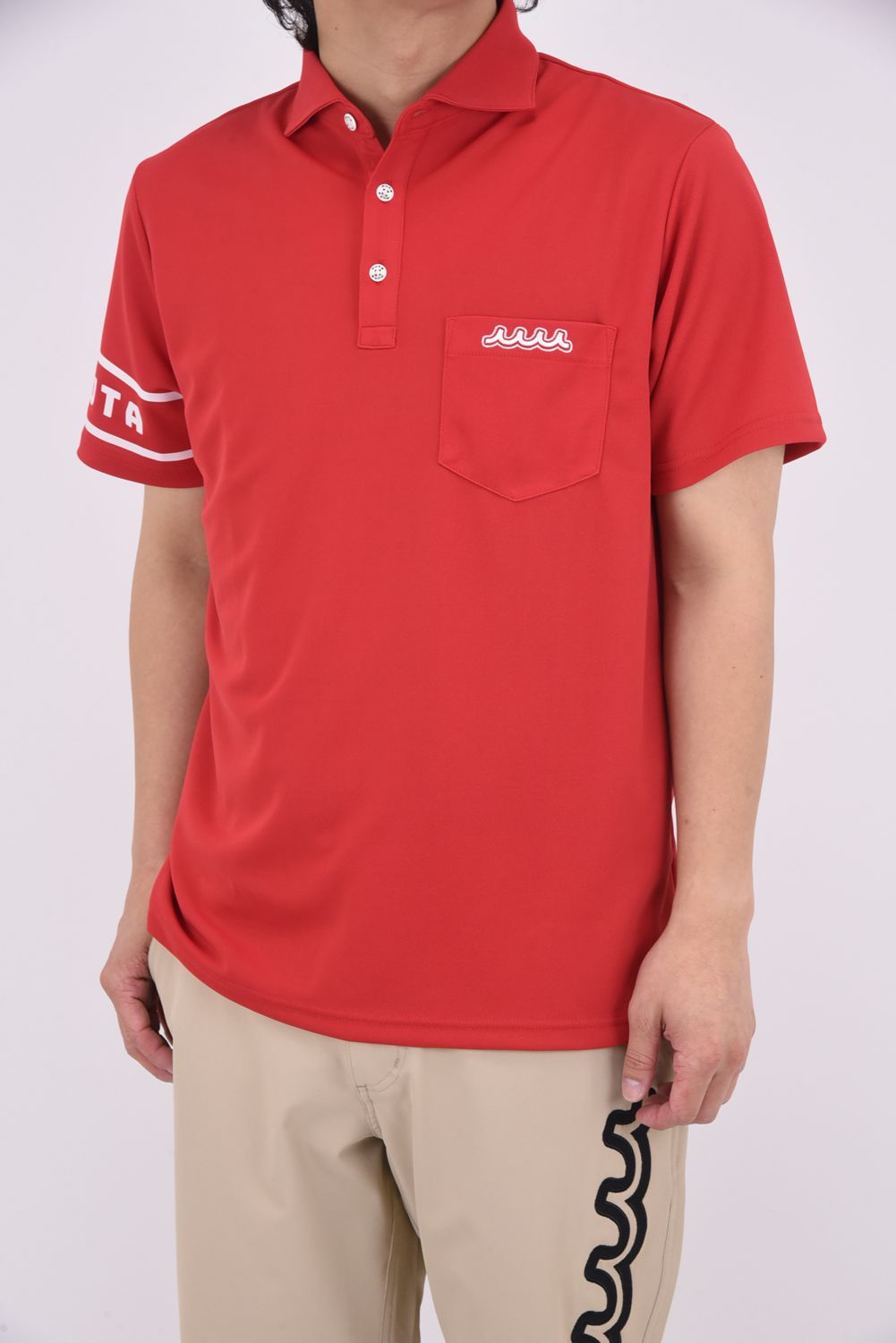 GRANCY 短丈ポロシャツ レッド GRANCY ポロシャツ 「GRANCY」Ziplayered Wideshort Poloshirt