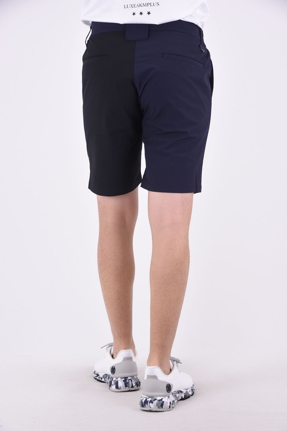 BICOLOR SHORT PANTS / バイカラー ナイロンストレッチ スリムフィット ショートパンツ (ブラック)