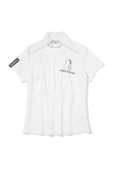 【26SS】【レディース】 ELMT SCULPTED MOCK TEE / 配色ライン ウエストギャザー 半袖モックネックTシャツ (ホワイト)