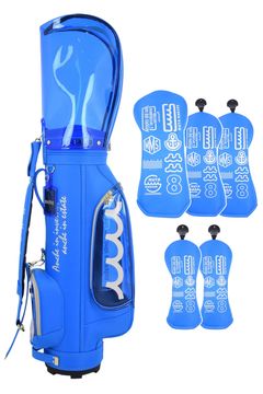 【26SS】 CADDY BAG & COVER / ナイロン&クリア カートタイプ キャディバッグ&ヘッドカバーセット (ブルー)