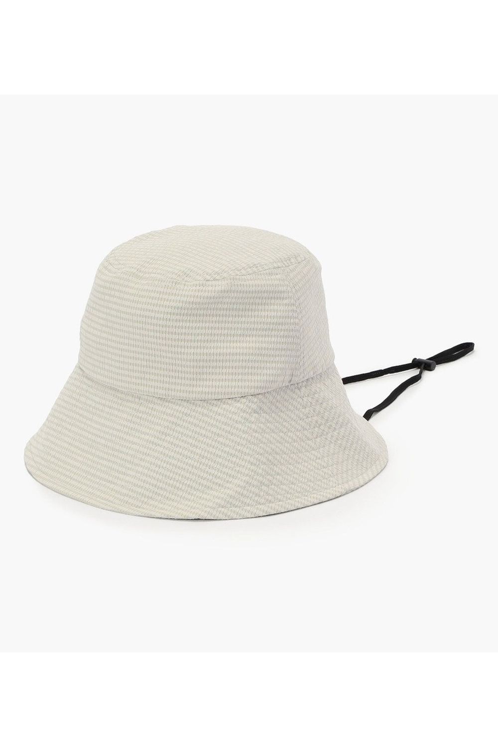 【26SS】【レディース】 WOMEN'S SEERSUCKER CORD STRAP WIDE HAT / シアサッカー コードストラップ付き バケットハット (ベージュ)