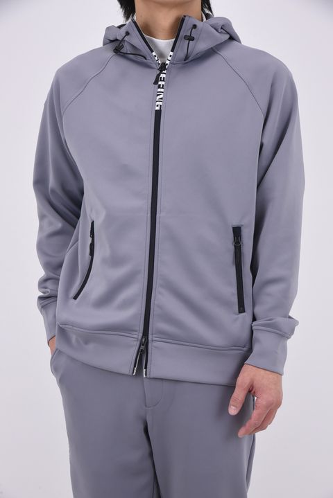 【26SS】 MEN'S 3D LOGO PARKA / 3Dエンボスロゴ ストレッチジャージ ジップアップパーカー (グレー)