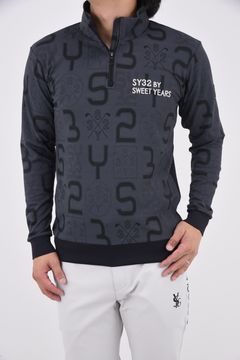 ORIGINAL SYG JACQUARD HALF-ZIP SWEAT / ロゴジャカード総柄 ハーフジップ スウェット (ブラック)