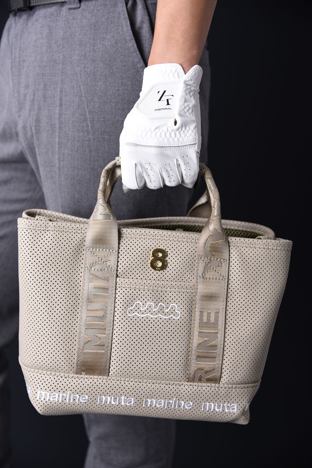 【GOSSIP GOLF別注】 “8” PLATE CONTINUA PARTITION TOTE BAG / 8プレート パンチングエシカルレザー パーテーションバッグ (ニュートラルベージュ)