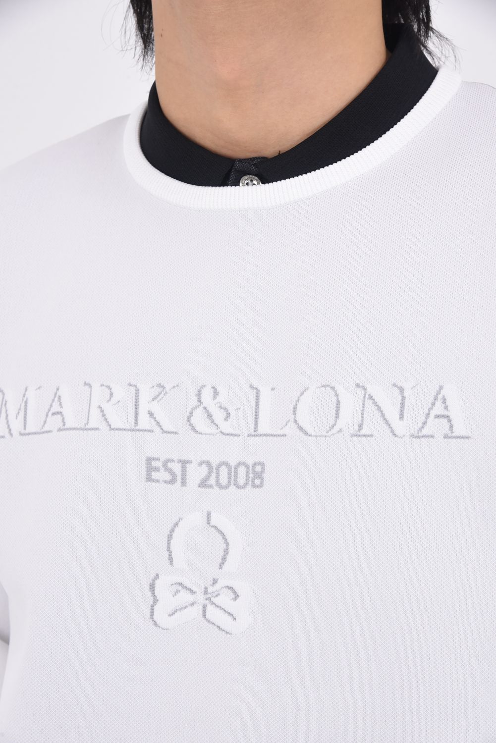 【26SS】 GAUGE BACK PANEL CAMOUFLAGE CREW / オリジナルカモジャカード ブランドロゴ クルーネックニット (ホワイト)