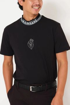 【26SS】【レディース】 ONE HAND MOCK / バイカラージャカード モックネックTシャツ (ブラック)