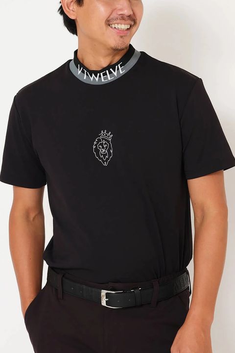 【26SS】【レディース】 ONE HAND MOCK / バイカラージャカード モックネックTシャツ (ブラック)