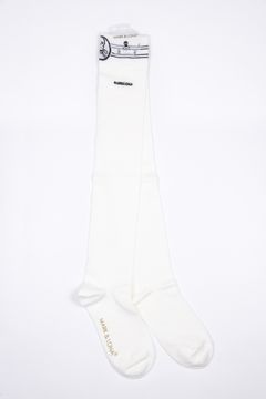 【レディース】 SALLY HIGH SOCKS / ワンポイントロゴ ハイゲージ オーバーニーソックス (ホワイト)