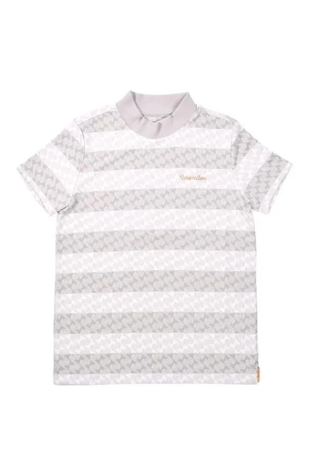 【26SS】【レディース】 GM STRIPE JACQUARD MOCK NECK / ストライプジャガード モックネックTシャツ (グレー)*